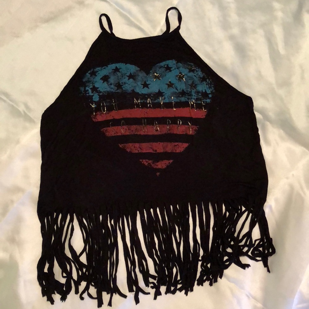 Summer fringe tank top